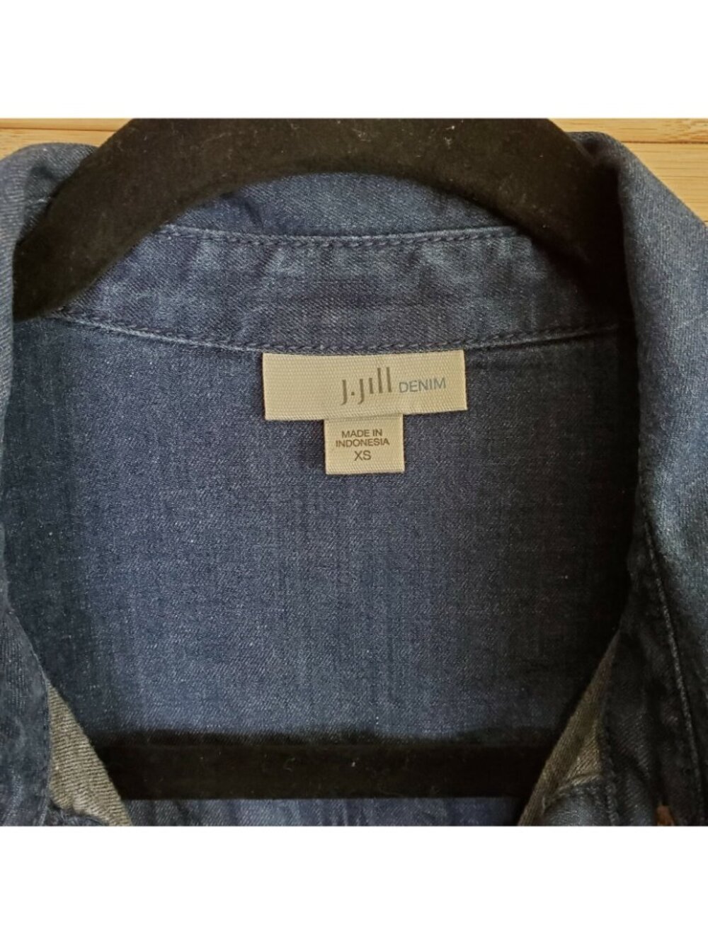 J Jill Denim Cotton Blend Long Roll button Sleeve Shift Dress Size XS - Picture 4 of 5